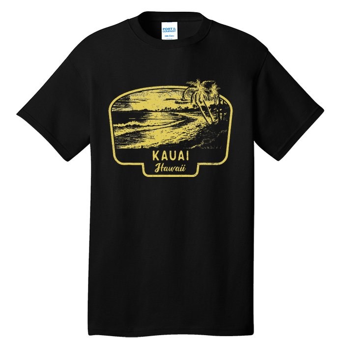 Kauai Hawaii Beach Surf Vintage Blue Tall T-Shirt