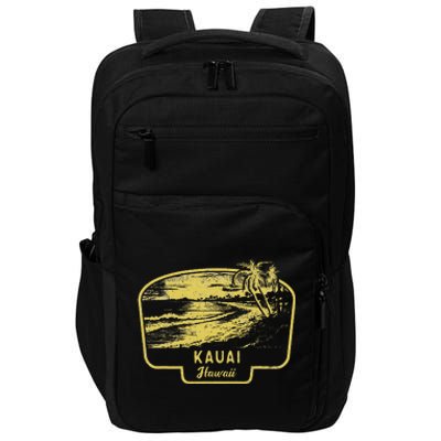 Kauai Hawaii Beach Surf Vintage Blue Impact Tech Backpack