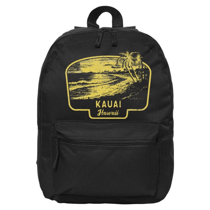 Kauai Hawaii Beach Surf Vintage Blue 16 in Basic Backpack