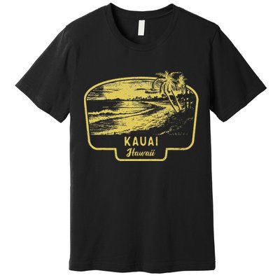 Kauai Hawaii Beach Surf Vintage Blue Premium T-Shirt