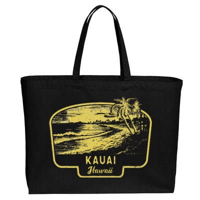 Kauai Hawaii Beach Surf Vintage Blue Cotton Canvas Jumbo Tote