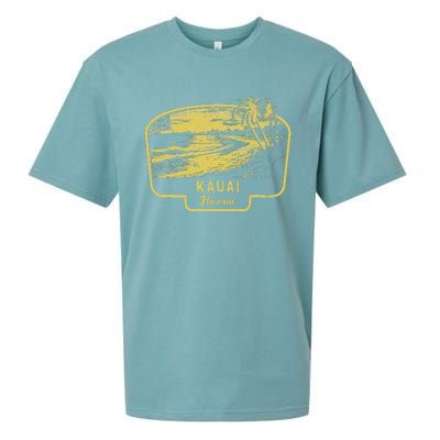 Kauai Hawaii Beach Surf Vintage Blue Sueded Cloud Jersey T-Shirt