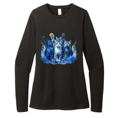 Kamala Harris Blue Cats Wave Funny For Cat Owners Womens CVC Long Sleeve Shirt