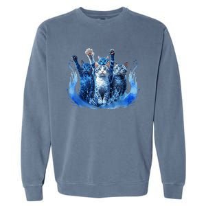 Kamala Harris Blue Cats Wave Funny For Cat Owners Garment-Dyed Sweatshirt