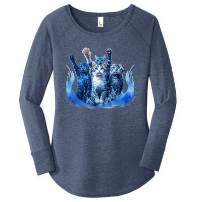 Kamala Harris Blue Cats Wave Funny For Cat Owners Women's Perfect Tri Tunic Long Sleeve Shirt