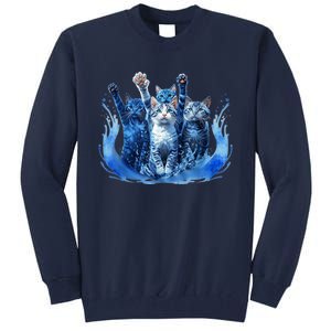 Kamala Harris Blue Cats Wave Funny For Cat Owners Tall Sweatshirt