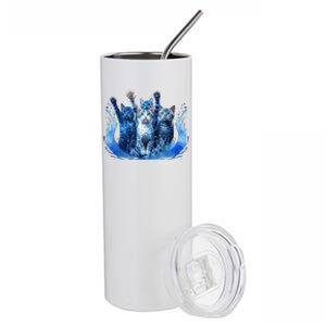 Kamala Harris Blue Cats Wave Funny For Cat Owners Stainless Steel Tumbler