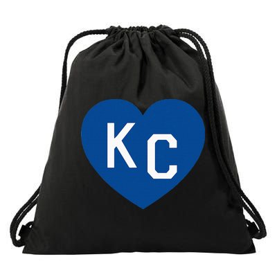 Kc Heart Blue Kansas City Heart Kc Blue Drawstring Bag