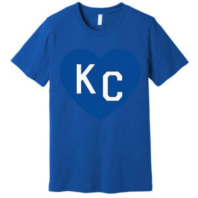 Kc Heart Blue Kansas City Heart Kc Blue Premium T-Shirt