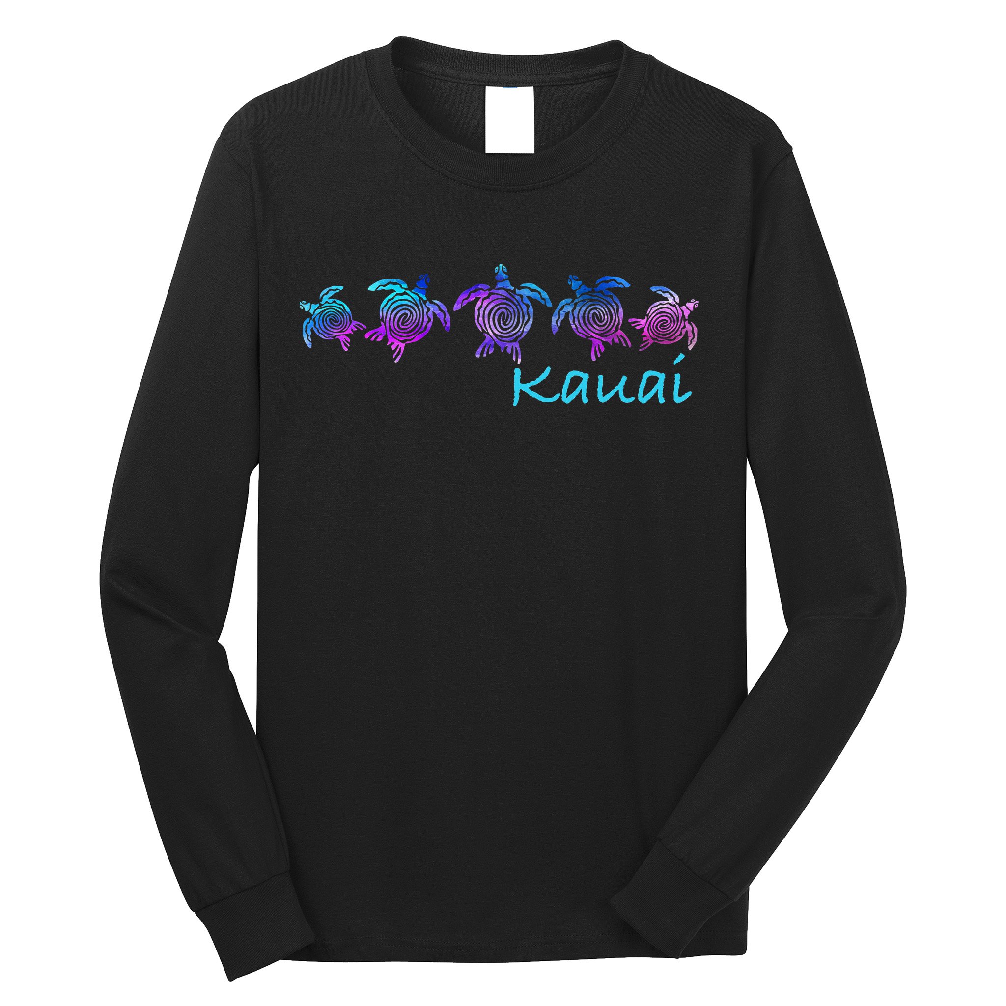 Kauai Hawaii Beach Design Tribal Turtle Gift Long Sleeve Shirt