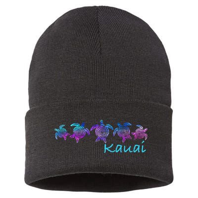 Kauai Hawaii Beach Design Tribal Turtle Gift Sustainable Knit Beanie