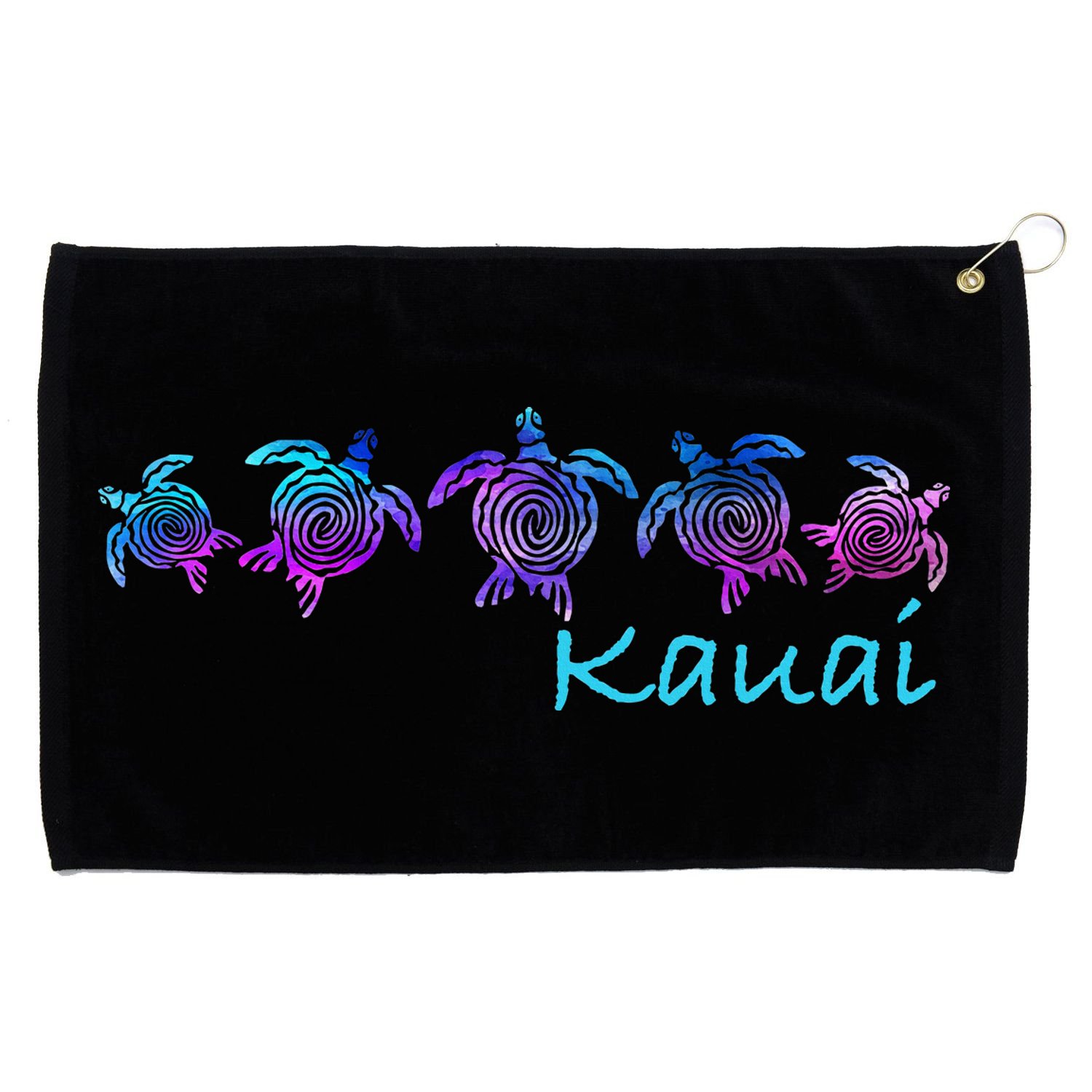 Kauai Hawaii Beach Design Tribal Turtle Gift Grommeted Golf Towel