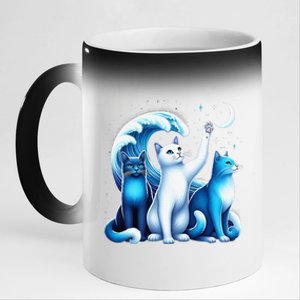 Kamala Harris Blue Cats Wave Kamala Funny For Cat Lovers Gift 11oz Black Color Changing Mug