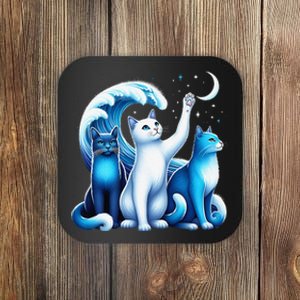 Kamala Harris Blue Cats Wave Kamala Funny For Cat Lovers Gift Coaster