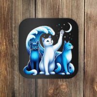 Kamala Harris Blue Cats Wave Kamala Funny For Cat Lovers Gift Coaster