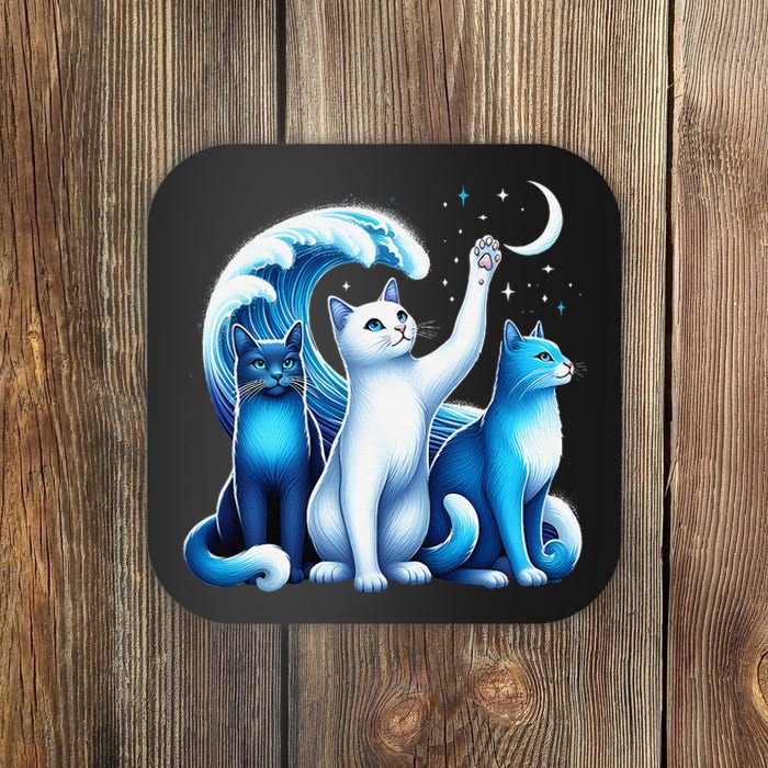 Kamala Harris Blue Cats Wave Kamala Funny For Cat Lovers Gift Coaster