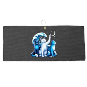 Kamala Harris Blue Cats Wave Kamala Funny For Cat Lovers Gift Large Microfiber Waffle Golf Towel