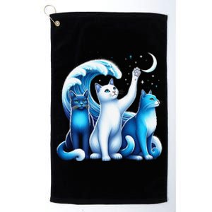 Kamala Harris Blue Cats Wave Kamala Funny For Cat Lovers Gift Platinum Collection Golf Towel