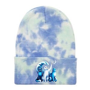 Kamala Harris Blue Cats Wave Kamala Funny For Cat Lovers Gift Tie Dye 12in Knit Beanie