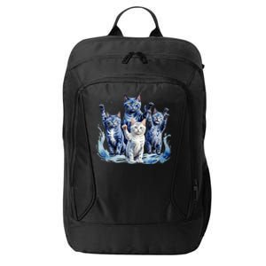 Kamala Harris Blue Cats Wave Funny For Cat Owners City Backpack