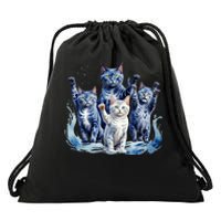 Kamala Harris Blue Cats Wave Funny For Cat Owners Drawstring Bag