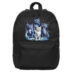 Kamala Harris Blue Cats Wave Funny For Cat Owners 16 in Basic Backpack