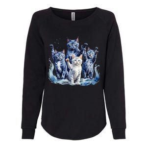 Kamala Harris Blue Cats Wave Funny For Cat Owners Womens California Wash Sweatshirt