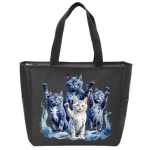 Kamala Harris Blue Cats Wave Funny For Cat Owners Zip Tote Bag