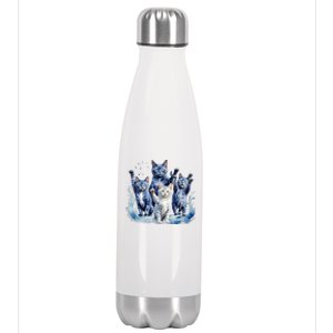 Kamala Harris Blue Cats Wave Funny For Cat Owners Stainless Steel Insulated Water Bottle