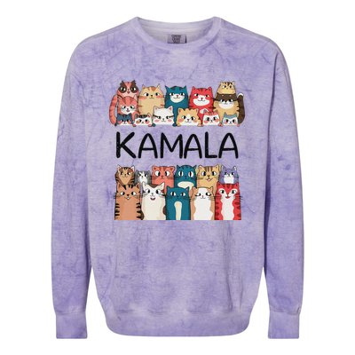 Kamala Harris Cat Lettering Positive Funny Colorblast Crewneck Sweatshirt