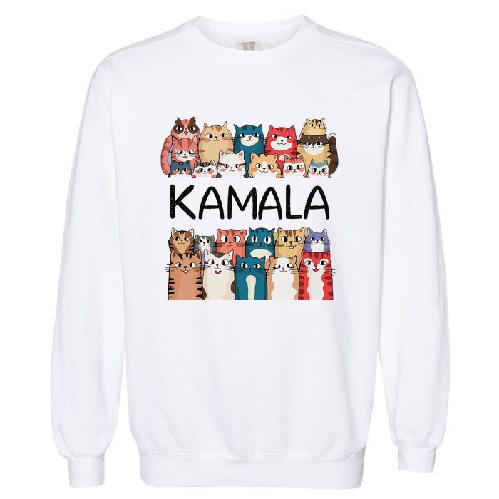 Kamala Harris Cat Lettering Positive Funny Garment-Dyed Sweatshirt