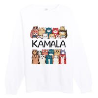 Kamala Harris Cat Lettering Positive Funny Premium Crewneck Sweatshirt