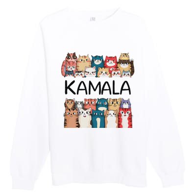 Kamala Harris Cat Lettering Positive Funny Premium Crewneck Sweatshirt