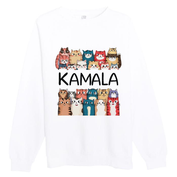 Kamala Harris Cat Lettering Positive Funny Premium Crewneck Sweatshirt