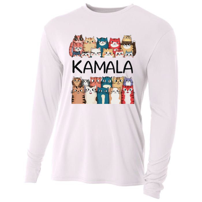 Kamala Harris Cat Lettering Positive Funny Cooling Performance Long Sleeve Crew