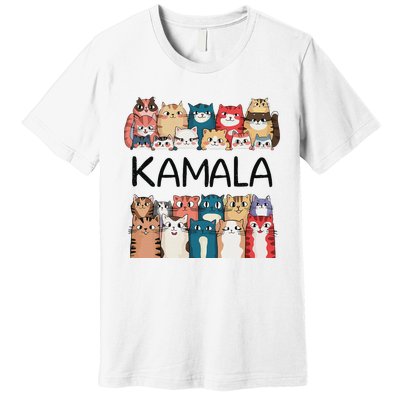 Kamala Harris Cat Lettering Positive Funny Premium T-Shirt