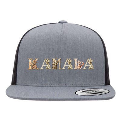 Kamala Harris Cute Cat And Kitten Font Design Flat Bill Trucker Hat