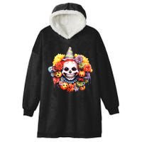 Kawaii Halloween Creepy Clown With Pumpkin And Flowers Hooded Wearable Blanket