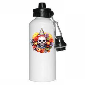 Kawaii Halloween Creepy Clown With Pumpkin And Flowers Aluminum Water Bottle