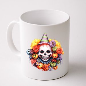 Kawaii Halloween Creepy Clown With Pumpkin And Flowers Coffee Mug