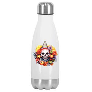 Kawaii Halloween Creepy Clown With Pumpkin And Flowers Stainless Steel Insulated Water Bottle