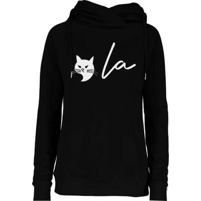 Kamala Harris Cat Lettering Positive Funny Kamala Cat 2024 Womens Funnel Neck Pullover Hood