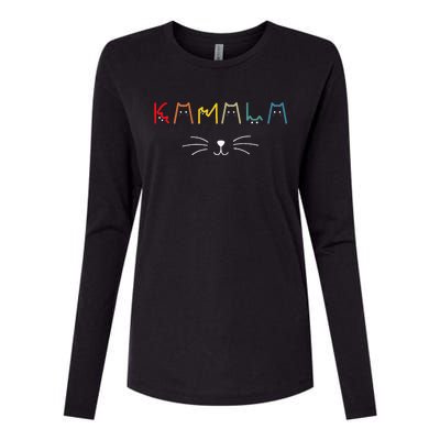 Kamala Harris Cat Lettering Positive Funny Womens Cotton Relaxed Long Sleeve T-Shirt