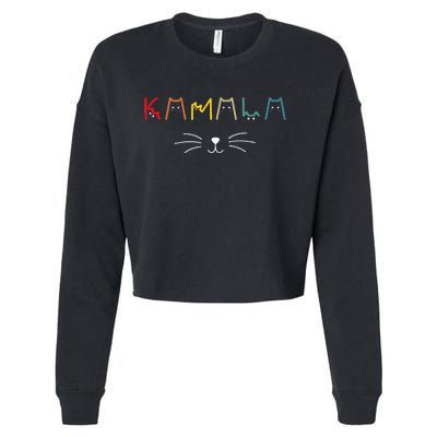 Kamala Harris Cat Lettering Positive Funny Cropped Pullover Crew