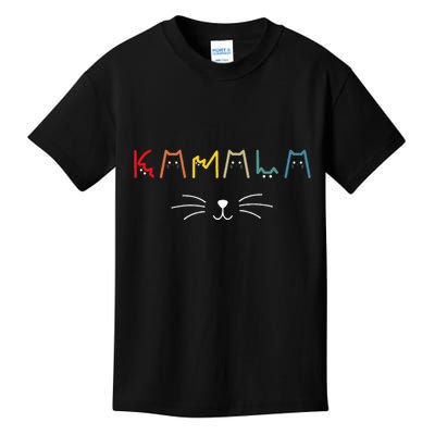 Kamala Harris Cat Lettering Positive Funny Kids T-Shirt