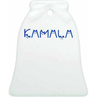 Kamala Harris Cat Lettering Positive Funny Ceramic Bell Ornament