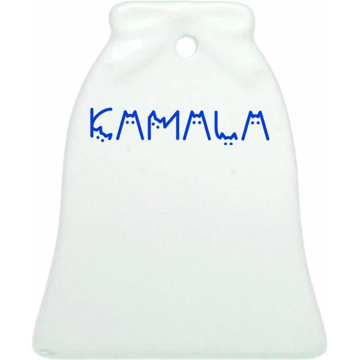 Kamala Harris Cat Lettering Positive Funny Ceramic Bell Ornament