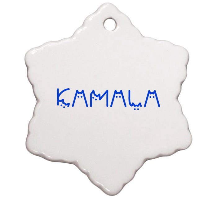 Kamala Harris Cat Lettering Positive Funny Ceramic Star Ornament