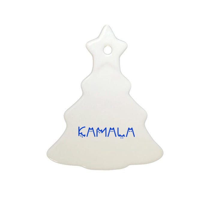 Kamala Harris Cat Lettering Positive Funny Ceramic Tree Ornament