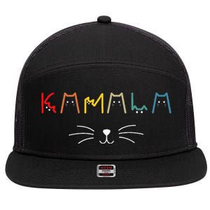 Kamala Harris Cat Lettering Positive 7 Panel Mesh Trucker Snapback Hat